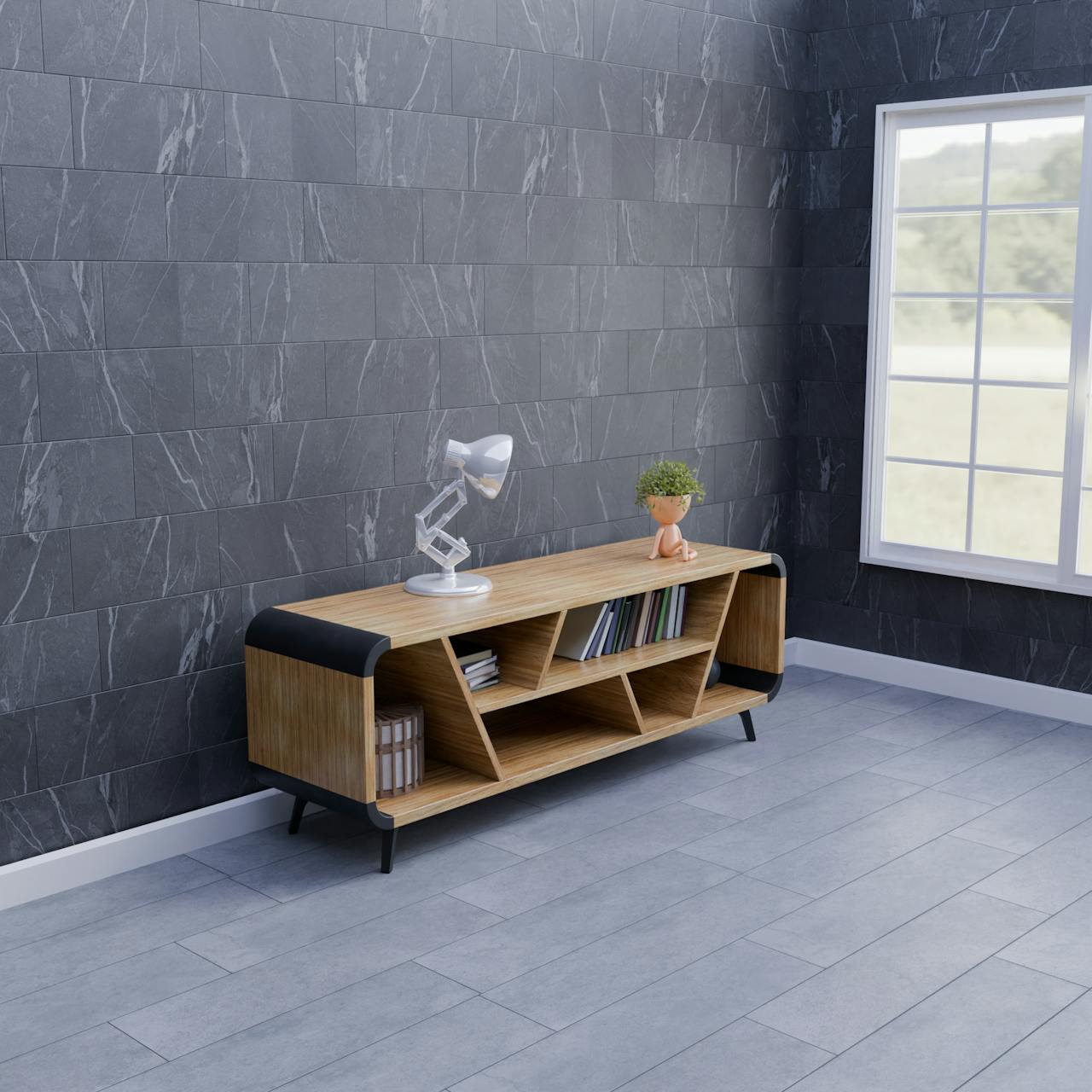 ADRYAN - Modern Wooden TV Drawer Table
