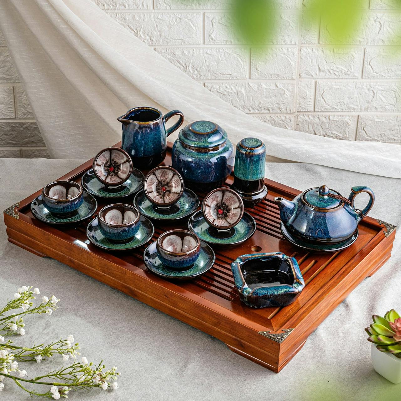 SUBAT - Glass Tray Tea Set